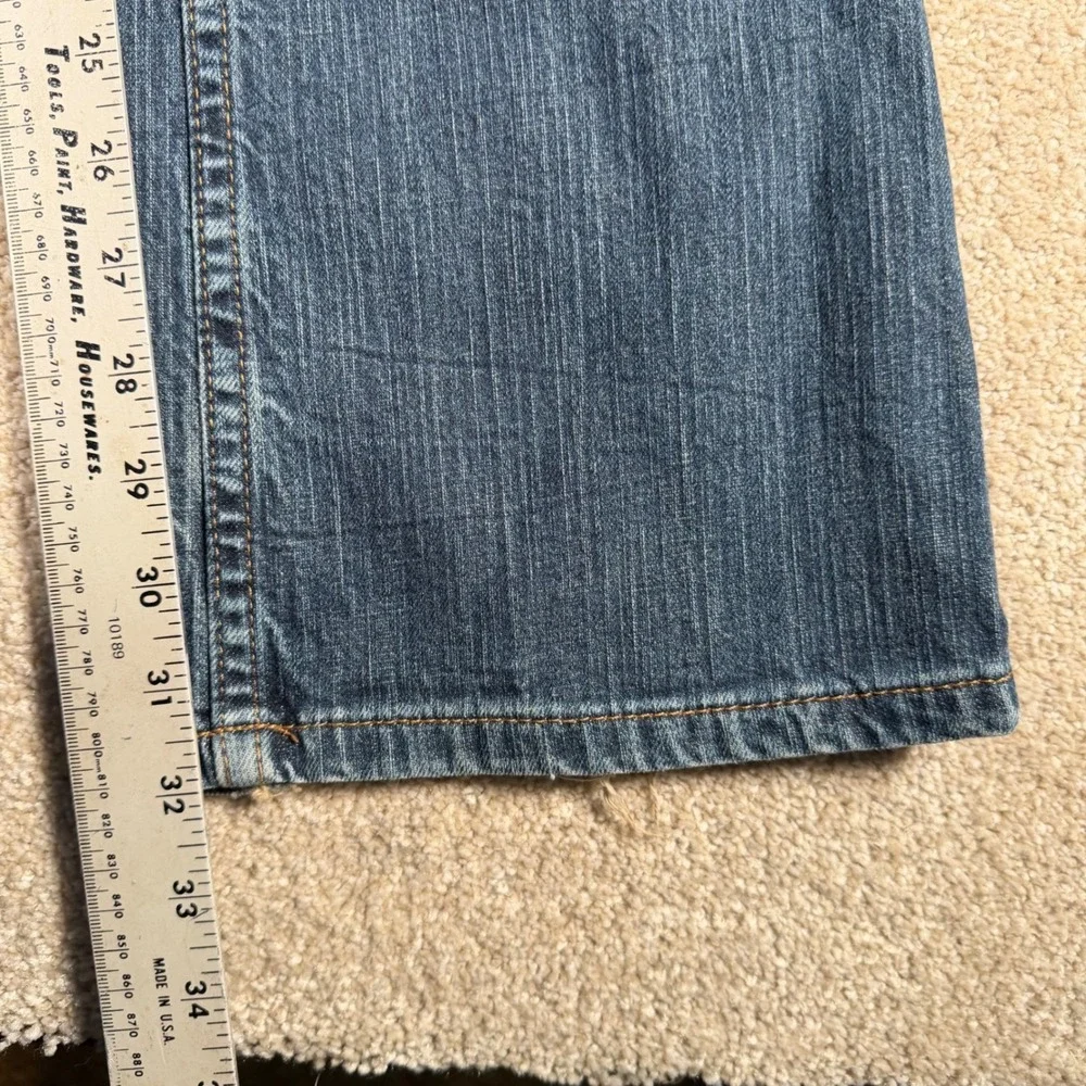 American Eagle Hipster Jeans Womens 2 Regular Blue Low Rise Bootcut Worn Hems - Picture 7 of 11